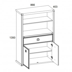 Шкаф открытый 2D1S, MAGELLAN, цвет Сосна винтаж в Березниках - berezniki.ok-mebel.com | фото 3