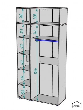 Шкаф с антресолью Linnea MHR-3A-1 2450х1200х510 (Графит-М 11.1.25) в Березниках - berezniki.ok-mebel.com | фото 3