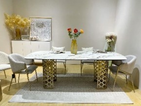 Стол CHIAVARI 220 KL-188 Контрастный мрамор матовый, итальянская керамика / Шампань, ®DISAUR в Березниках - berezniki.ok-mebel.com | фото 2