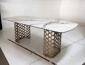 Стол CHIAVARI 220 KL-188 Контрастный мрамор матовый, итальянская керамика / Шампань, ®DISAUR в Березниках - berezniki.ok-mebel.com | фото 6