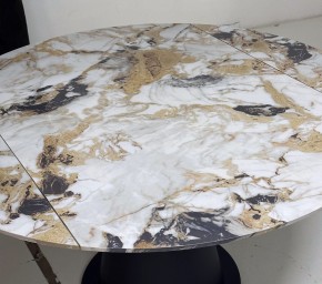 Стол TERAMO 135 GLOSS GRAND JADE SOLID CERAMIC, керамика, поворотн.механизм / Черный каркас, ®DISAUR в Березниках - berezniki.ok-mebel.com | фото 4