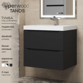 Тумба под раковину Uperwood Tanos 60 см, подвесная, черная матовая в Березниках - berezniki.ok-mebel.com | фото 3