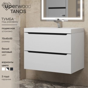Тумба под раковину Uperwood Tanos 70 см, подвесная, белая/графит в Березниках - berezniki.ok-mebel.com | фото 3