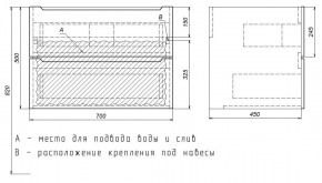 Тумба под раковину Uperwood Tanos 70 см, подвесная, белая/графит в Березниках - berezniki.ok-mebel.com | фото 7