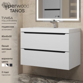 Тумба под раковину Uperwood Tanos 80 см, подвесная, белая/графит в Березниках - berezniki.ok-mebel.com | фото 3