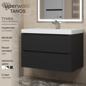 Тумба под раковину Uperwood Tanos 80 см, подвесная, черная матовая в Березниках - berezniki.ok-mebel.com | фото 3